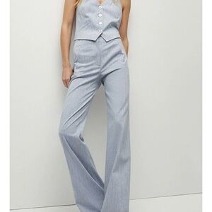 Veronica Beard Blue OASIS Metallic Jude Pinstripe Pants-16- NWOT